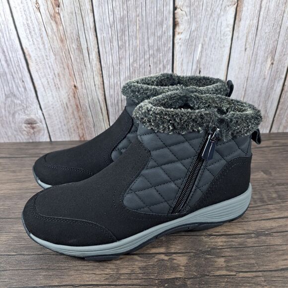 Easy Spirit Vance Faux Fur Black Women's Sz 7 M Winter Ankle Boot (VGC) - Picture 1 of 9